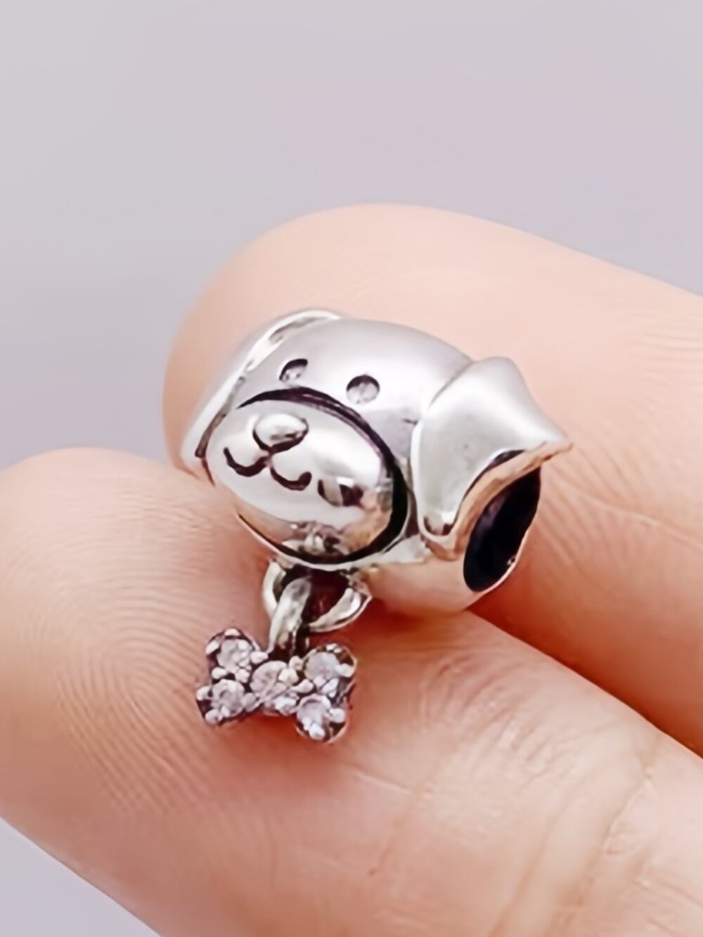Pandora Pet Dog & Bon Dangle Charm Pendant, S925 Sterling Silver Jewelry
